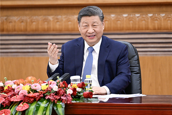 3月28日上午，国家主席习近平在北京人民大会堂会见国际工商界代表